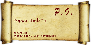 Poppe Iván névjegykártya